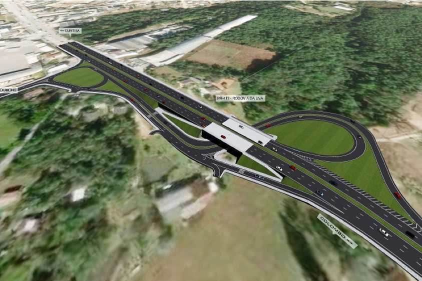 Viaduto na interseção da rodovia PR-417 (Rodovia da Uva) – Colombo/PR