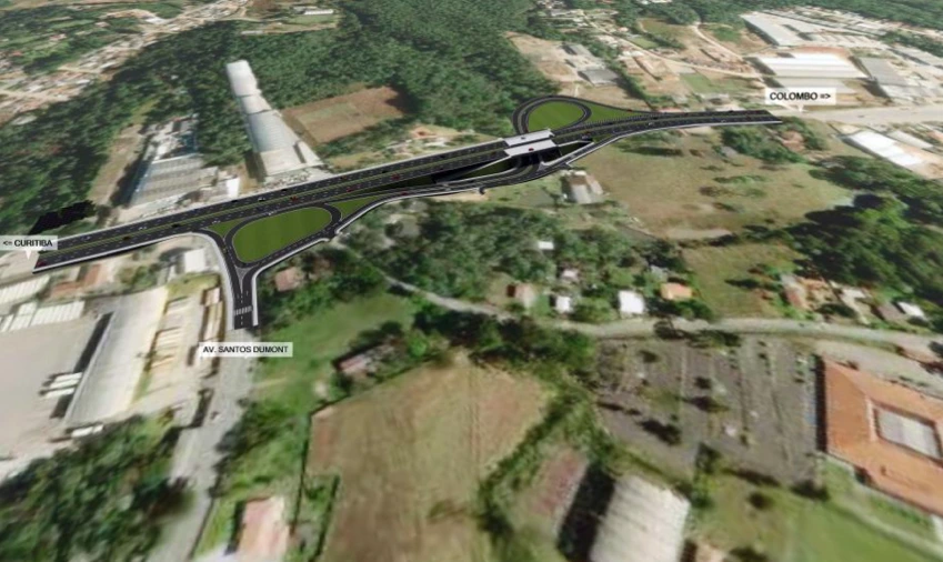 Viaduto na interseção da rodovia PR-417 (Rodovia da Uva) – Colombo/PR
